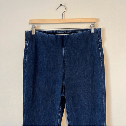 Soft Surroundings Denim Boot Cut Pull On jeans Dark Wash Size Medium Stretch