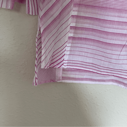 NYDJ Regatta Stripe Split Neck 3/4 Sleeves Cotton Tunic Size Small