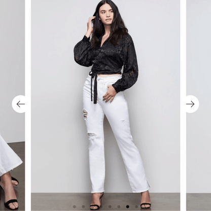 Good American Good Boy White Distressed Straight Jeans Size 2/26