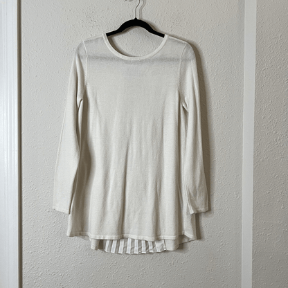 Soft Surroundings Pleated Back  Ecru Ivory Reserva Sweater Tunic Wool Medium
