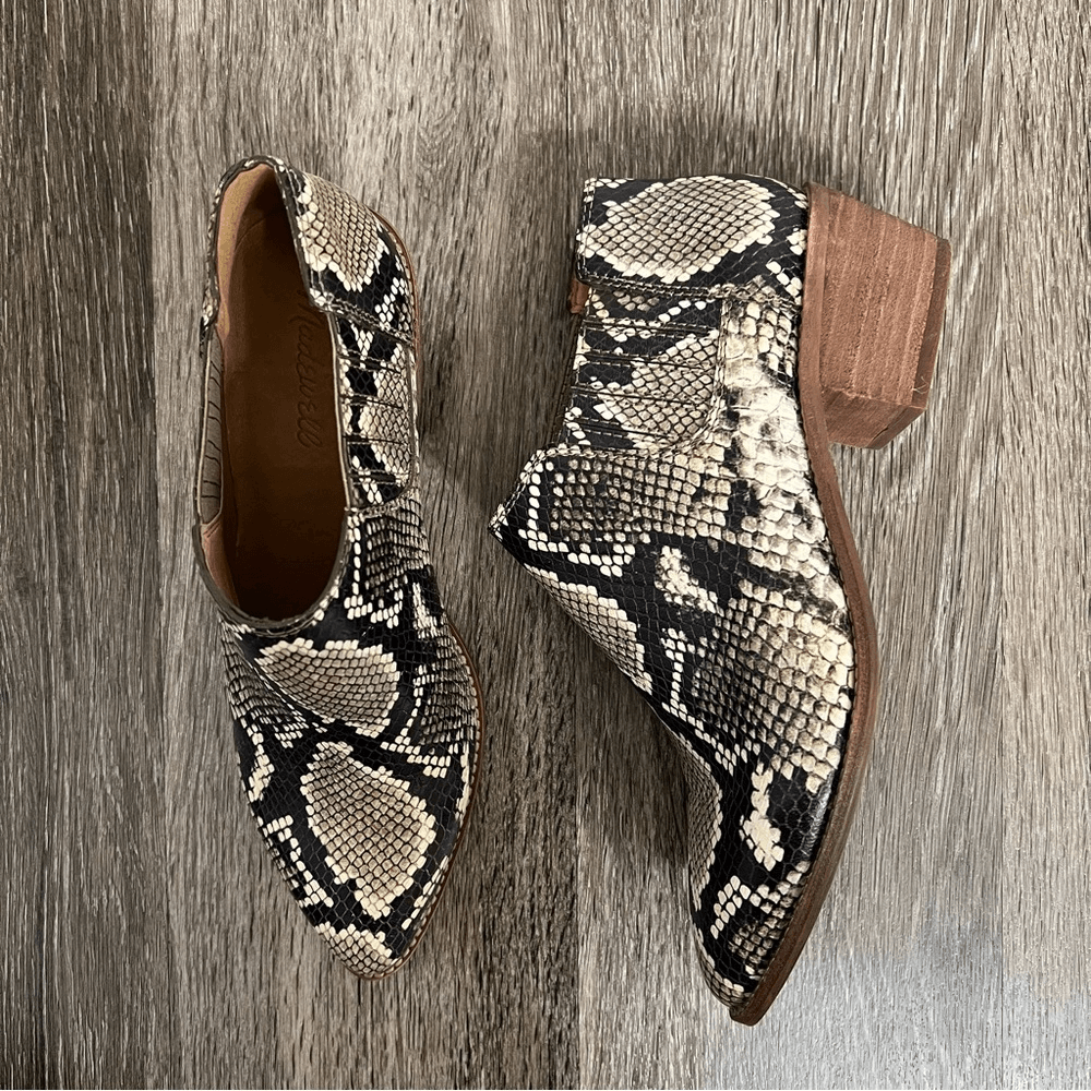 Madewell Chelsea Snakeskin Boots Leather Upper Size 8