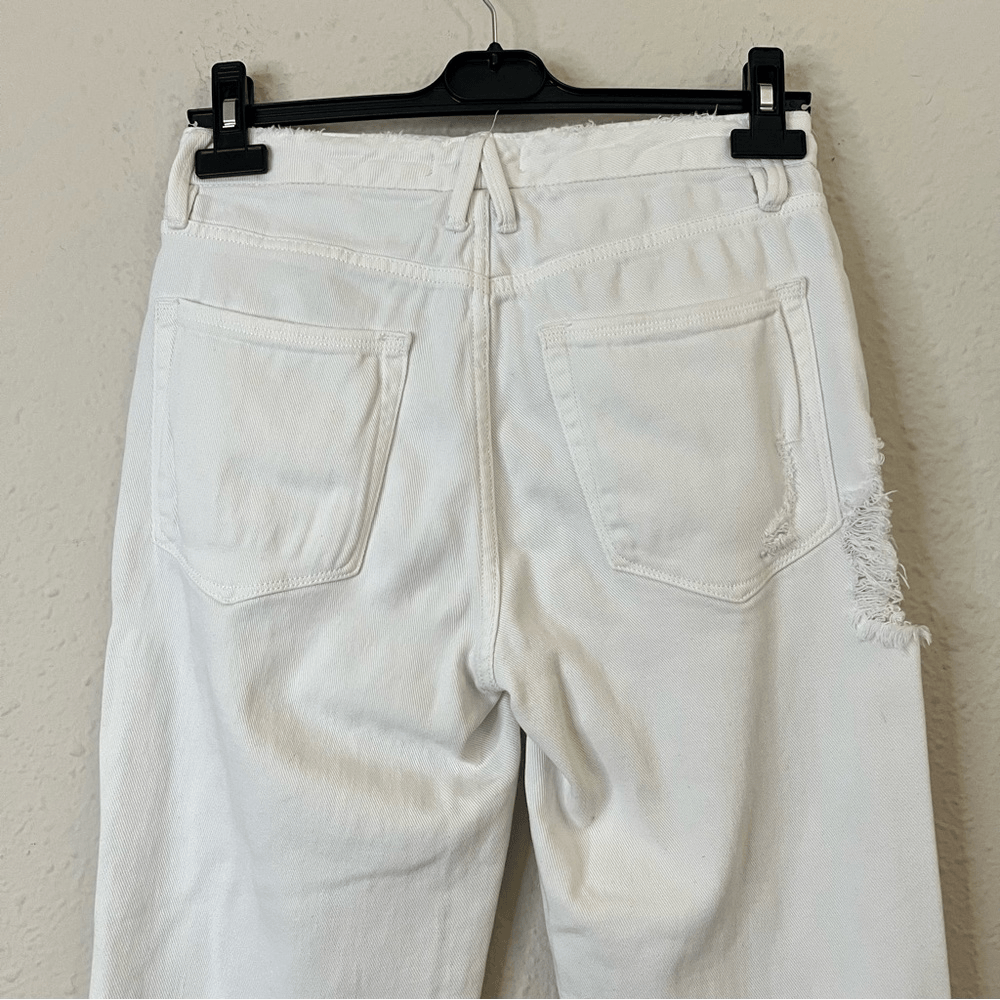 Good American Good Boy White Distressed Straight Jeans Size 2/26
