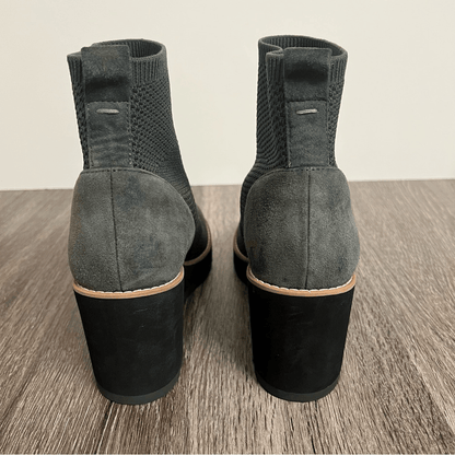 Eileen Fisher Amos London Grey Knit Wedge Ankle Boots Size 9