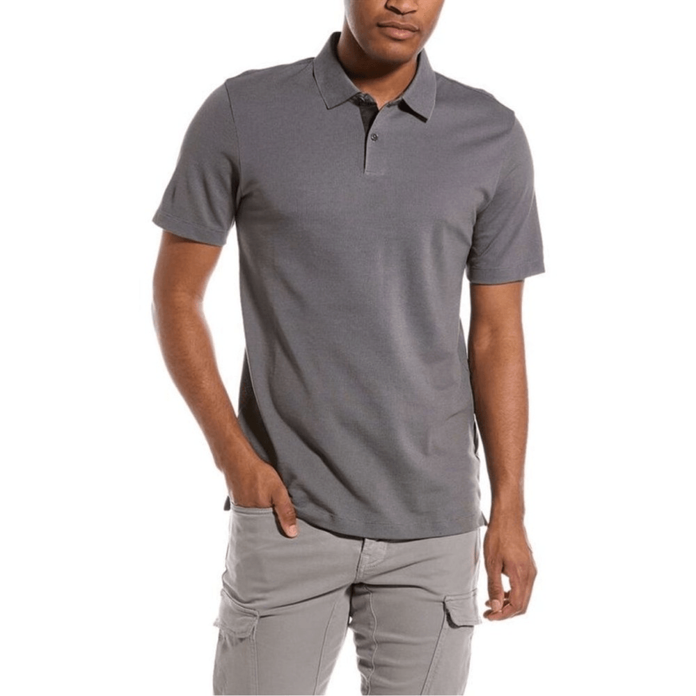 Theory Mens Cotton Polo Shirt Size Large in Dark Gray