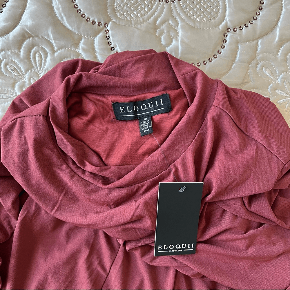 Eloquii Asymmetrical Long Sleeve Midi Dress NEW Plus Size 18