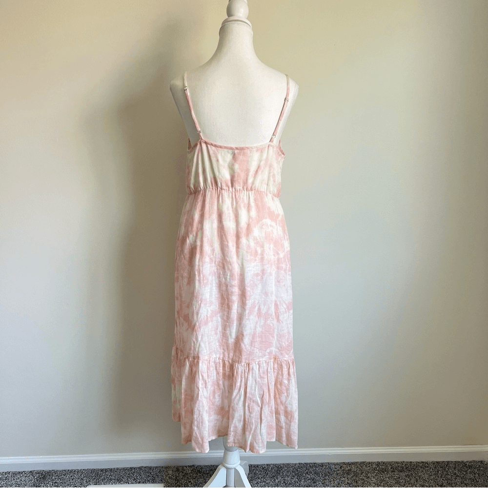 Revolve RAILS Delilah Linen Midi Dress in Peach Pink Tie Dye Size Medium