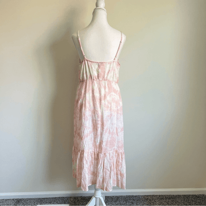 Revolve RAILS Delilah Linen Midi Dress in Peach Pink Tie Dye Size Medium