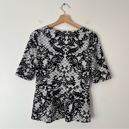 Anthropologie Postmark Leia Peplum Lace Print Top