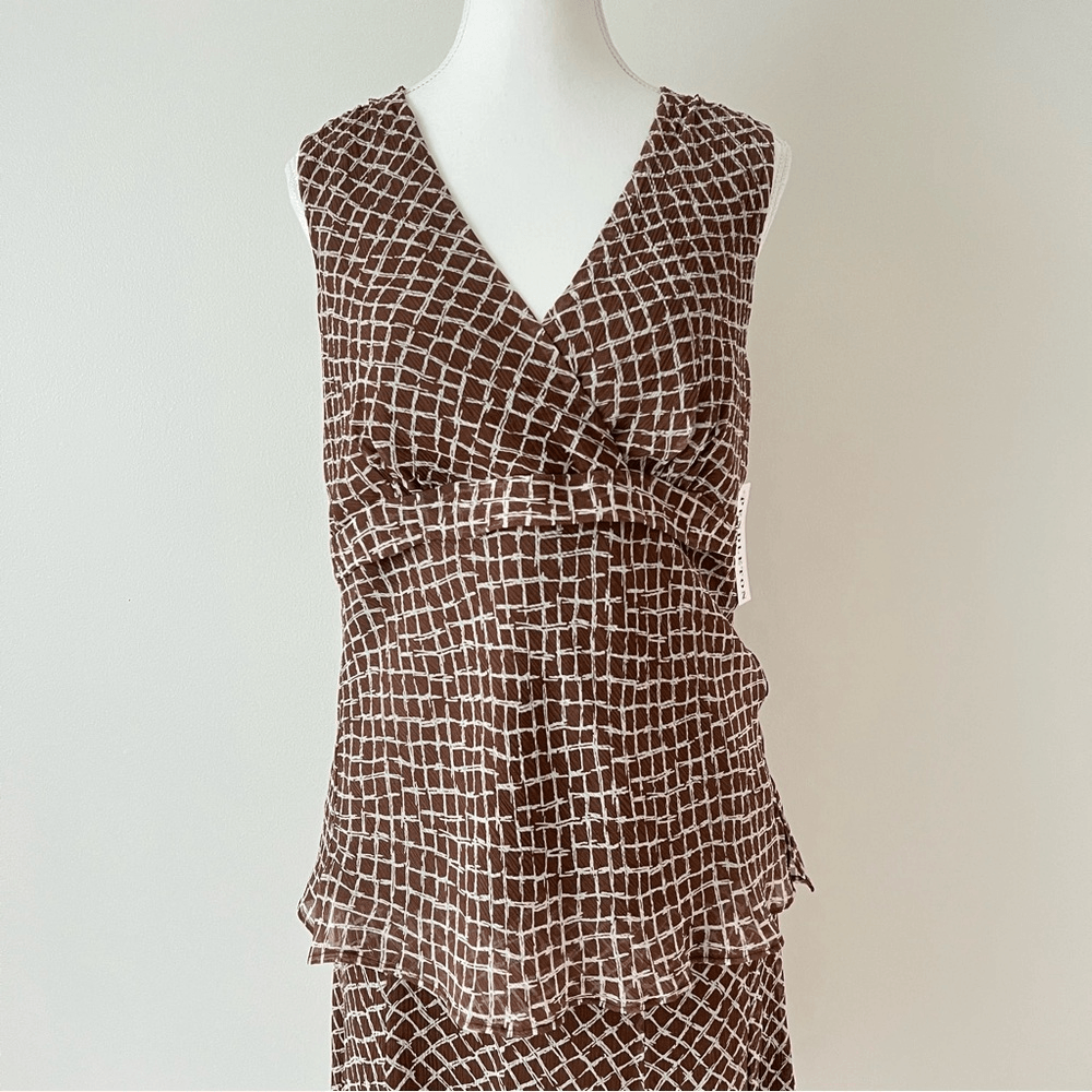 Pendleton Silk Geoprint 2 Piece Set NEW Sleeveless V-Neck Top & Midi Skirt Sz 8