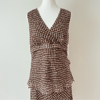 Pendleton Silk Geoprint 2 Piece Set NEW Sleeveless V-Neck Top & Midi Skirt Sz 8