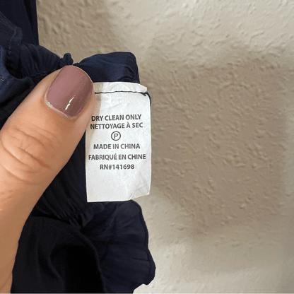 Ramy Brooks Lauren Cold Shoulder Blouse Navy Blue Size XS Long Sleeve