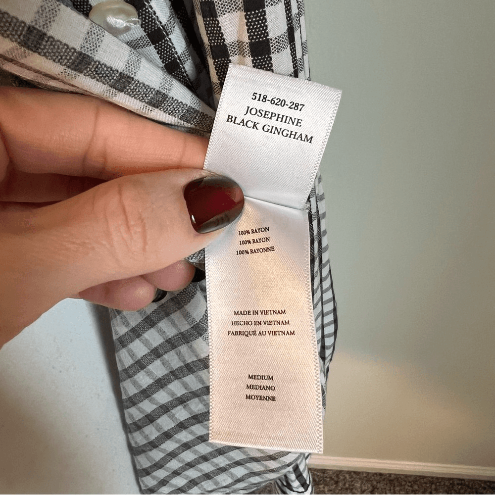 RAILS Josephine Gingham Button Down Shirt Black White Size Medium