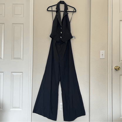 Mac Duggal Black Tuxedo Halter Jumpsuit NEW Size 6 Formal Elegant