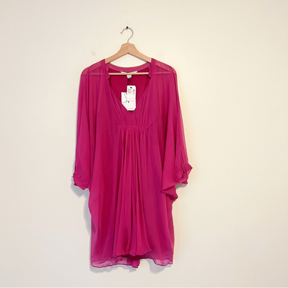 Diane von Furstenberg Fleurette Silk Dolman Sleeve Tunic Dress Mini NEW Size 6