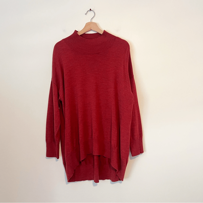 Eileen Fisher 100% Merino Wool Mock Tunic Sweater Mock Neck Size Small Oversized