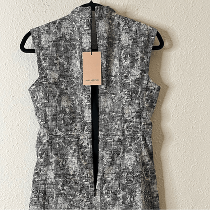 MM Lafleur Aditi Sheath Dress in Black and White Crackle Print NEW Size 2