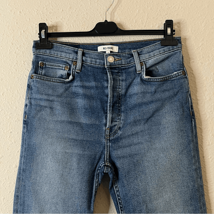 RE/DONE High Waisted Button Fly Debim Jeans Size 29 Medium Wash
