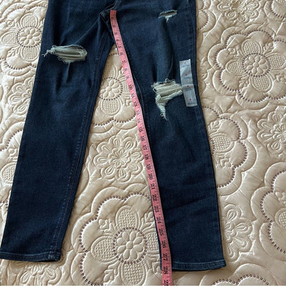 Old Navy Mid-Rise Rockstar Super-Skinny Distressed Dark Wash Jeans NEW Size 4