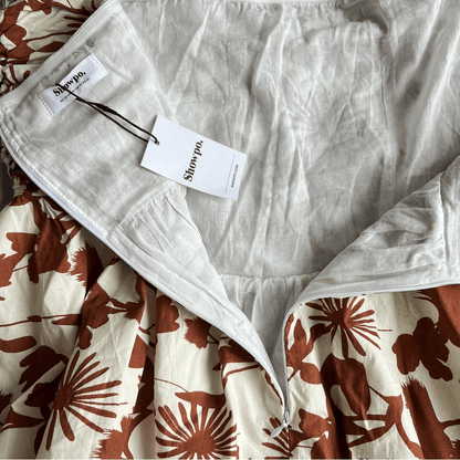 Showpo Evita Floral Midi Dress Ruched High Split Strapless NEW Size 14