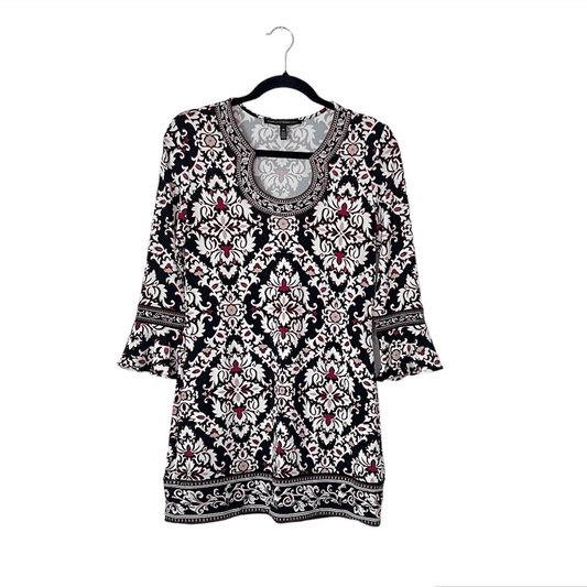 White House Black Market 3/4-Sleeve Matte Jersey Printed Tunic Size XS