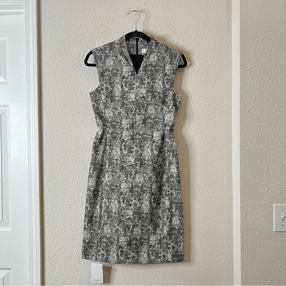 MM Lafleur Aditi Sheath Dress in Black and White Crackle Print NEW Size 2