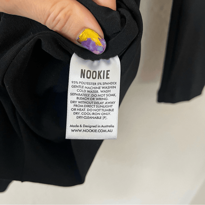 Nookie Charlize Mock Neck Cutout Black Mini Dress Size Small
