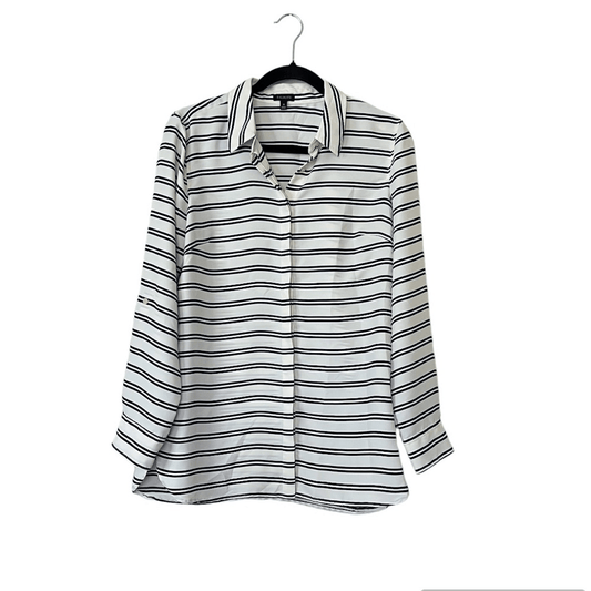 Talbots Boyfriend Button Down Shirt Blouse Striped Size Medium