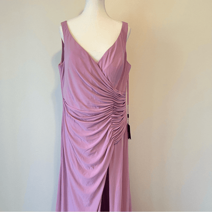 IEENA Mac Duggal Faux Wrap Thigh High Slit V-Neck Sleeveless Gown NEW Size 14