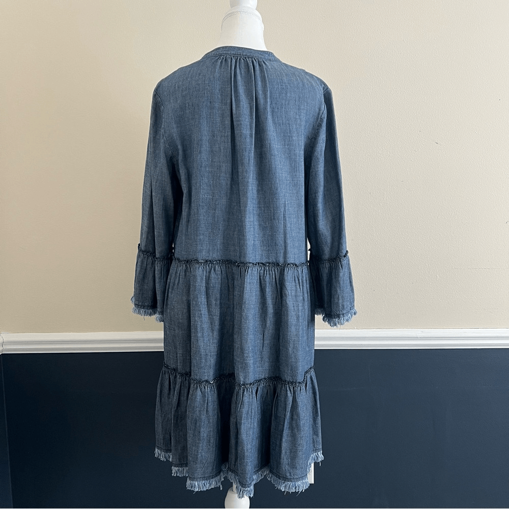 Trina Turk Womens  Movie Colony Linen-Blend Dress in Blue Size Large