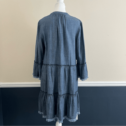 Trina Turk Womens  Movie Colony Linen-Blend Dress in Blue Size Large