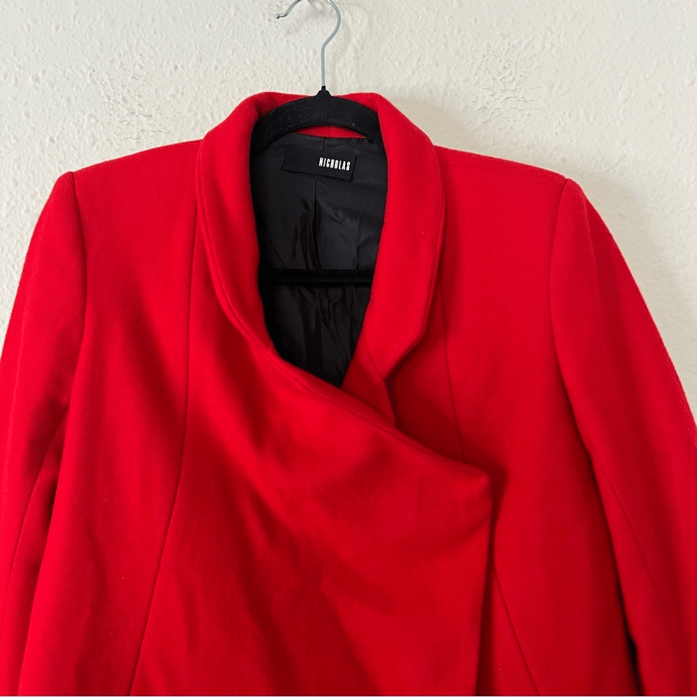 NICHOLAS Red Wool Cashmere Coat Size 6