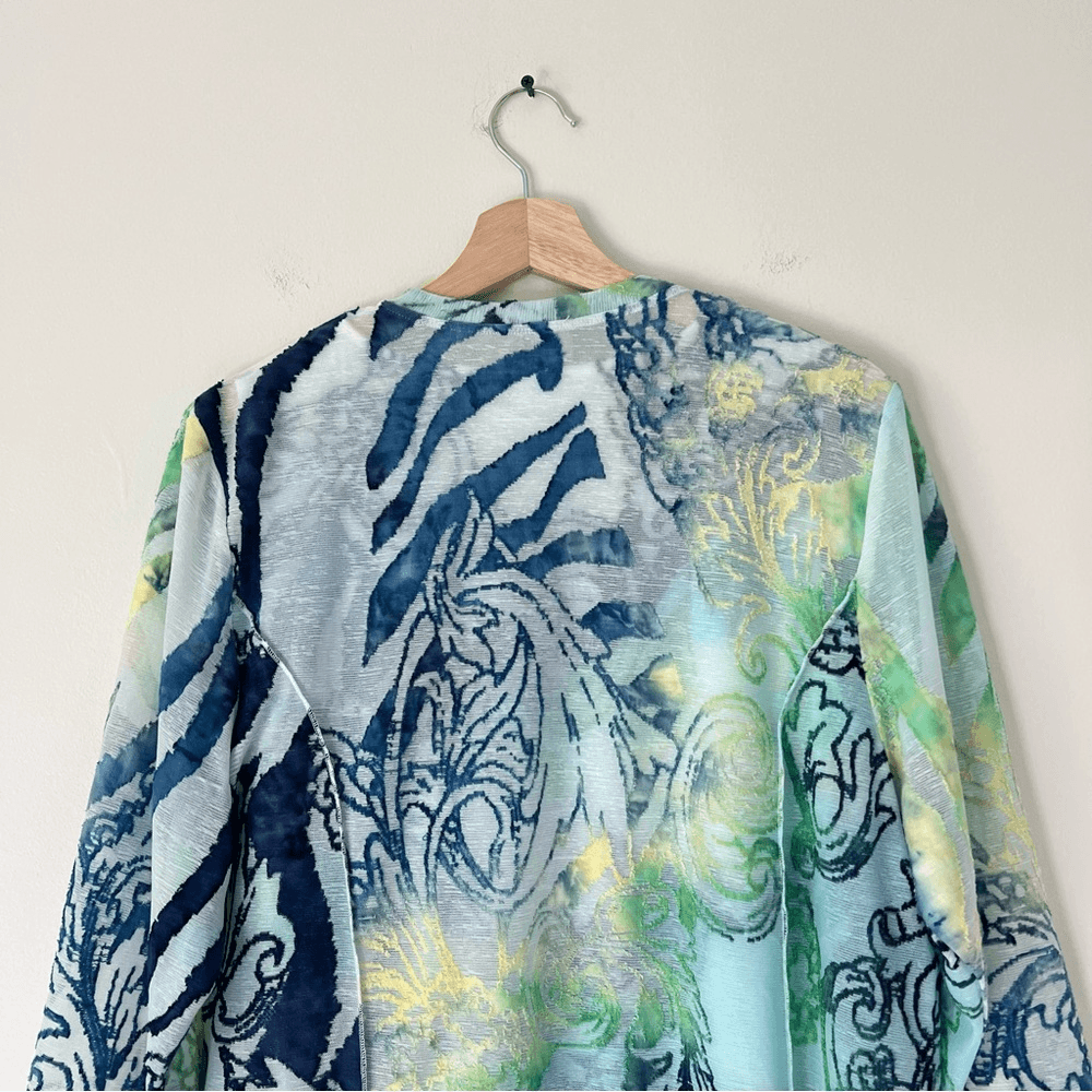 Chico's Blue and Green Patterned Mini Tunic Dress with Jacket Size 2 / L