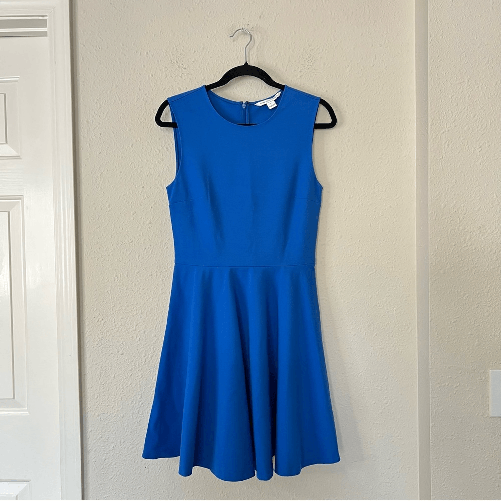 Diane Von Furstenberg Jeannie Electric Blue Fit and Flare Mini Skater Dress 6