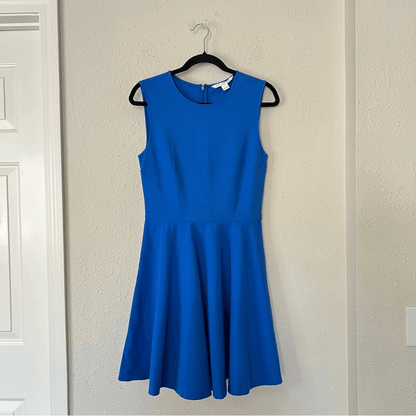 Diane Von Furstenberg Jeannie Electric Blue Fit and Flare Mini Skater Dress 6