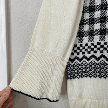 Talbots Wool Blend Geometric Print Crew Neck Sweater Size 1XP