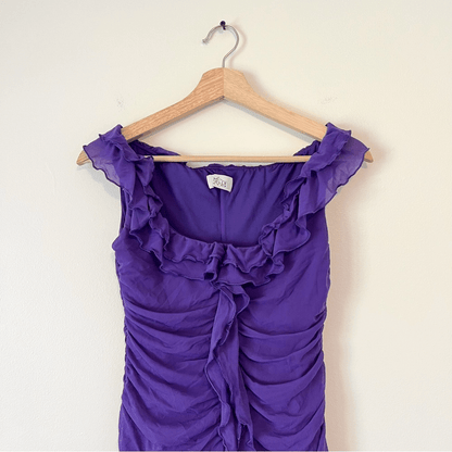 Oh Polly Philia Ruffle Ruched Mini Dress in Violet Purple Size 8 Bodycon