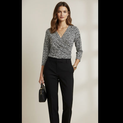 Talbots Surplice Wrap 3/4 Sleeves Blouse Top Size Small Petites