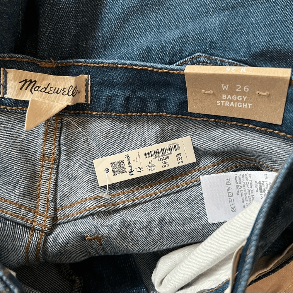 Madewell Baggy Straight Jeans in Dark Worn Indigo Wash size 26