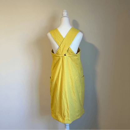 EVERLANE The Cross-Back Apron Mini Denim Dress Organic Cotton in Lemon Small