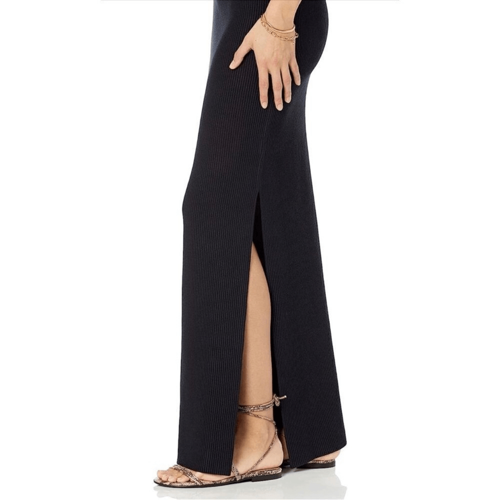 The Drop Tyler Ribbed Black Maxi Knit Skirt NEW Size Small