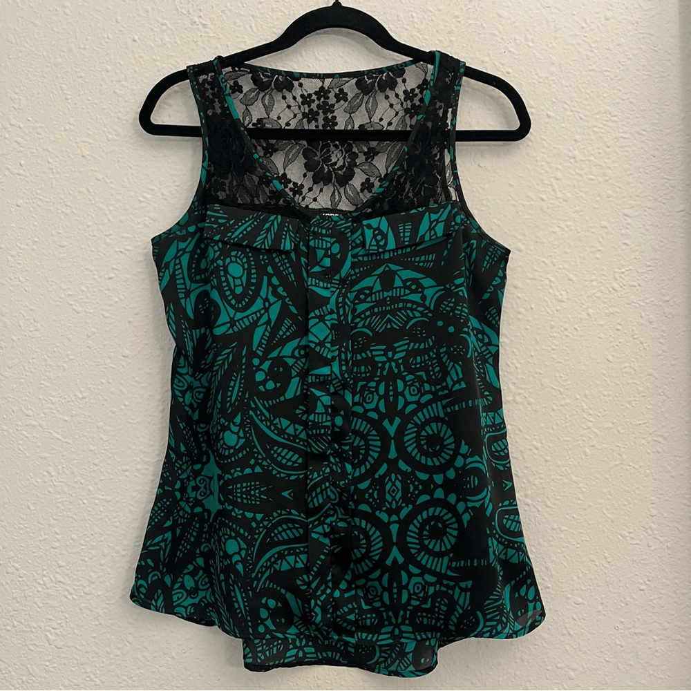 EXPRESS Printed Lace Sleeves Blouse Top Size Small