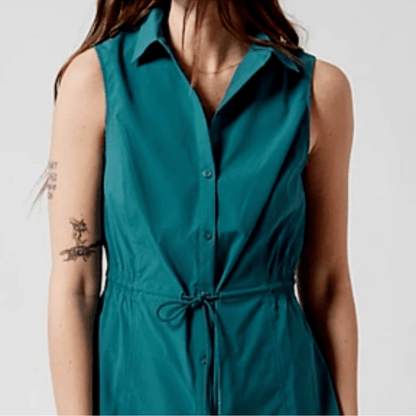 Athleta Levitate Poplin Tank Top Borealis Green Teal Size Medium