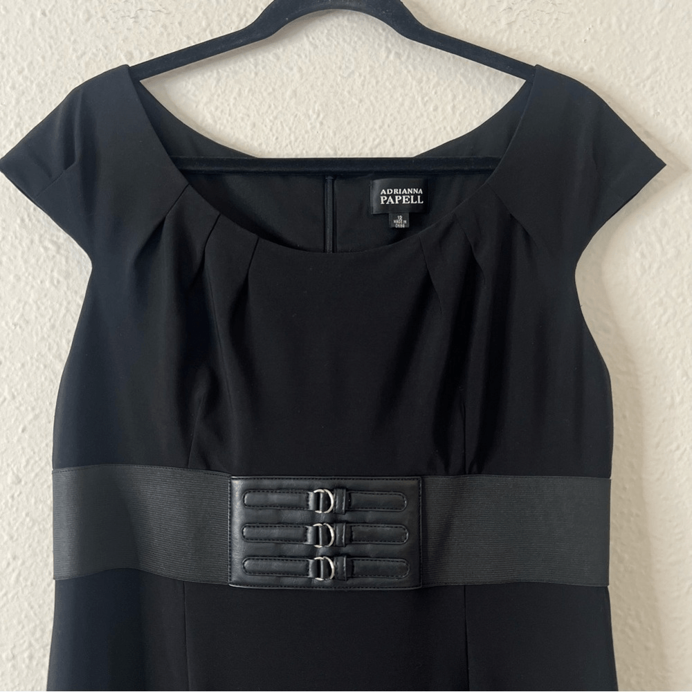 Adrianna Papell Black Sheath Career Cocktail Dress Size 12