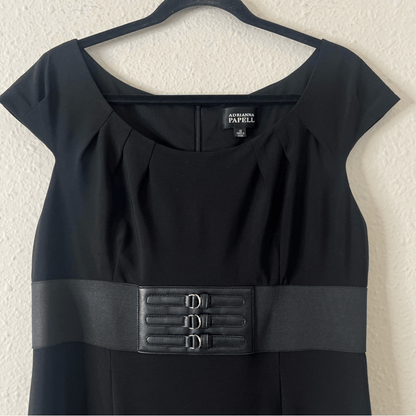 Adrianna Papell Black Sheath Career Cocktail Dress Size 12