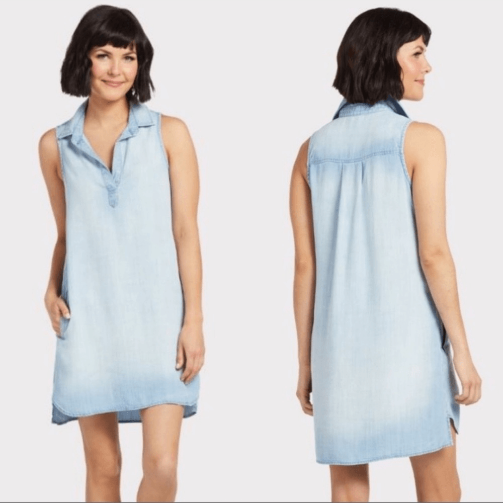Cloth & Stone Sleeveless Chambray Blue Dress Size XS 100% Lyocell Tencel