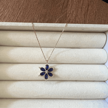 925 Silver Rose Plated Lotus Flower Necklace NEW