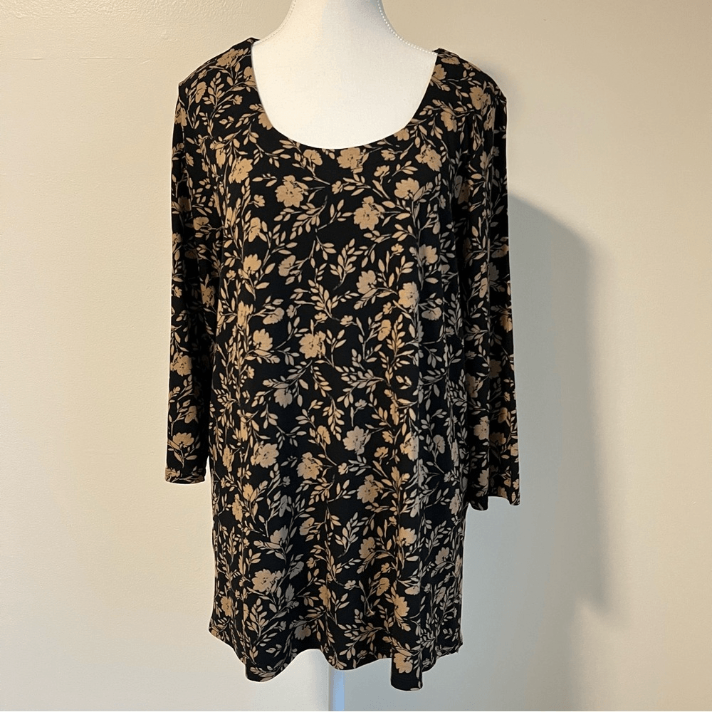 J. Jill Wearever Collection Floral Top Size LP 3/4 Sleeve