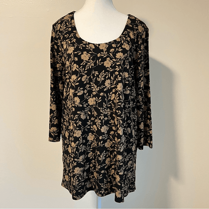 J. Jill Wearever Collection Floral Top Size LP 3/4 Sleeve