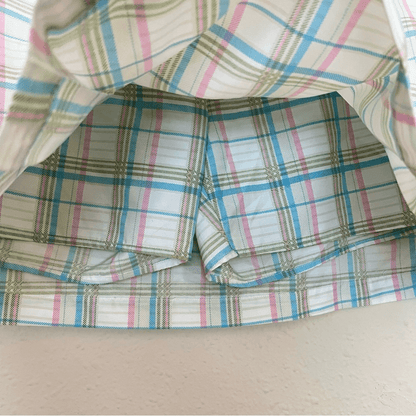 Athleta Pastel Plaid Pleated Golf Skirt Size 12