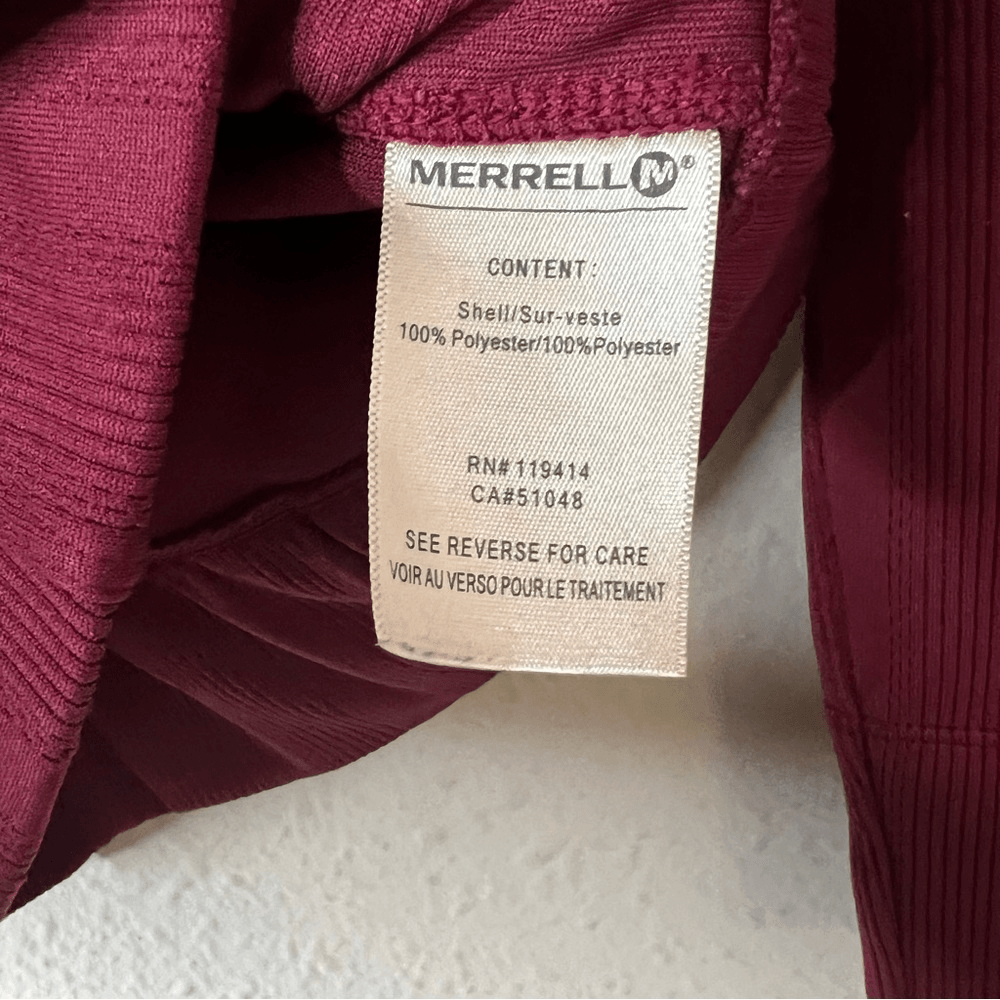 Merrell Long Sleeve Base Layer Quarter Zip Burgundy Size XS